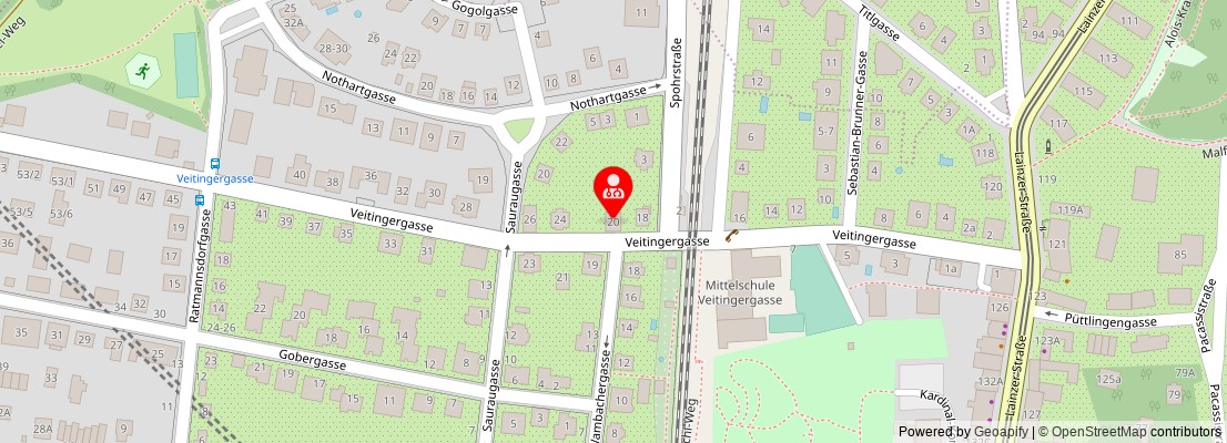 Street map section around the address