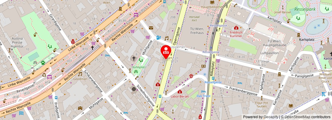 Street map section around the address