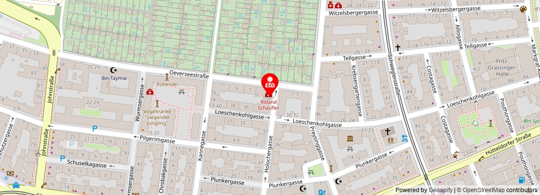 Street map section around the address