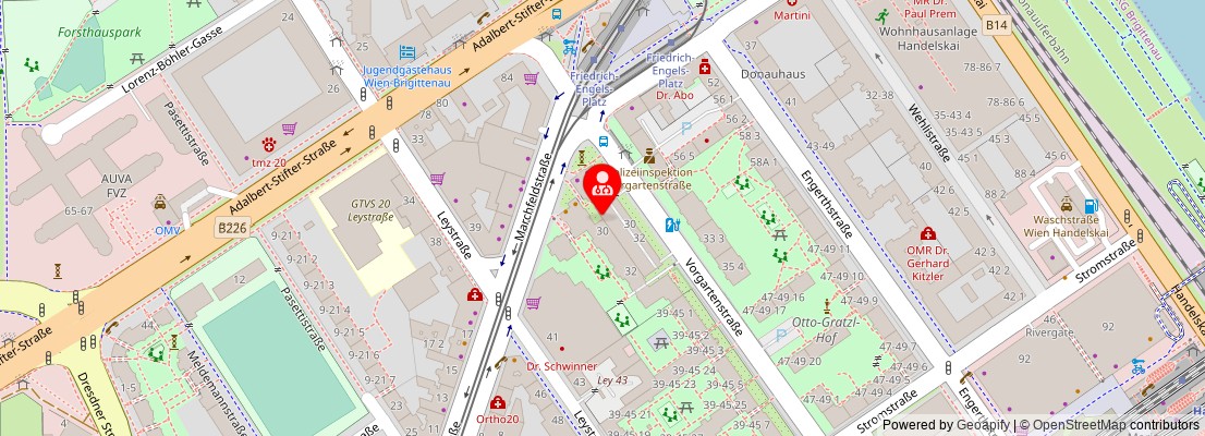 Street map section around the address