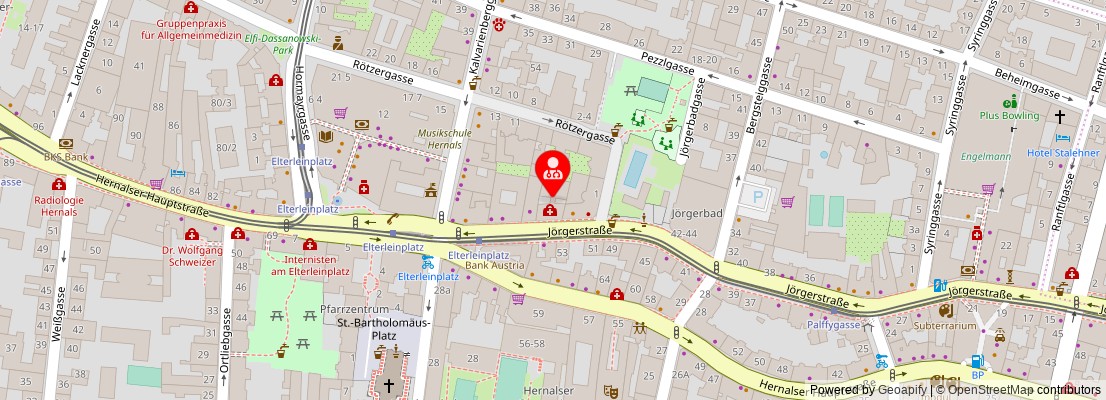 Street map section around the address