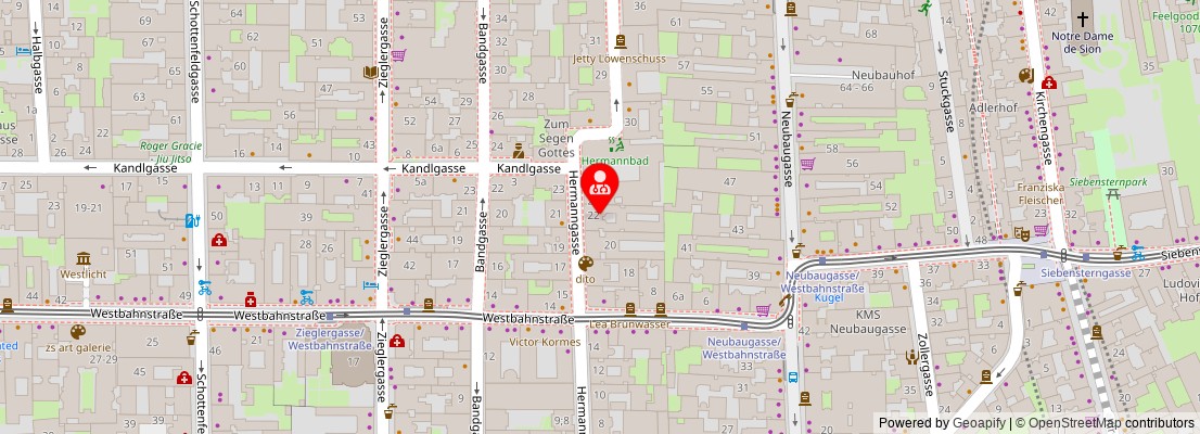 Street map section around the address