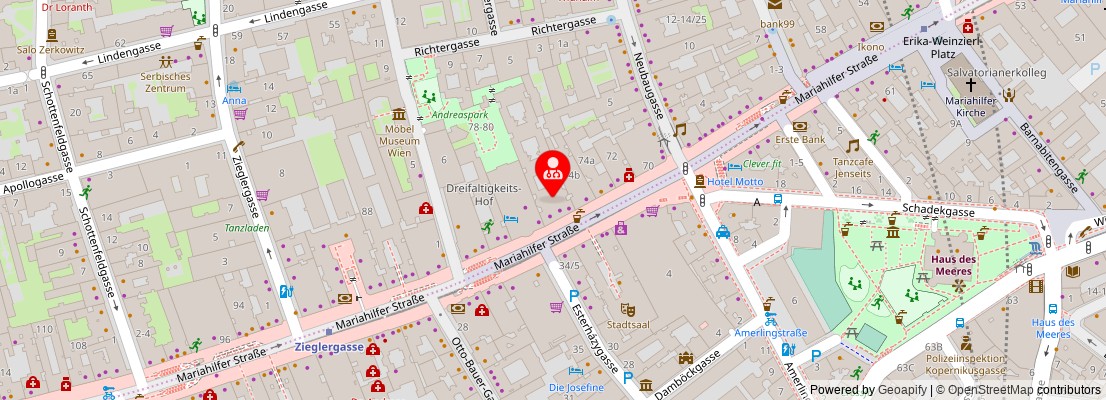 Street map section around the address