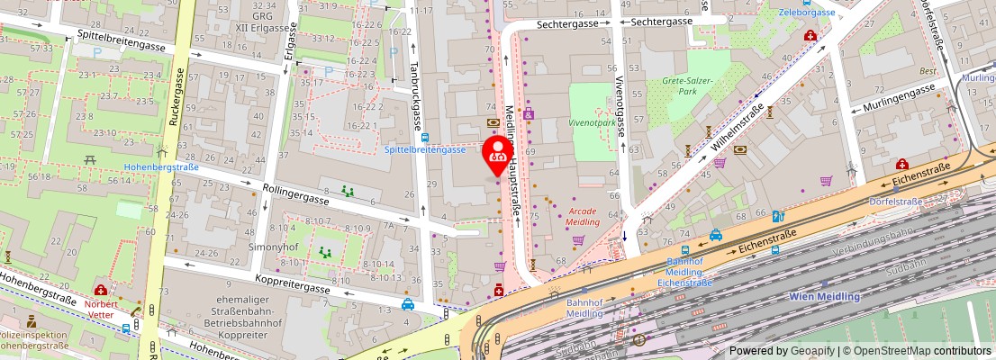 Street map section around the address