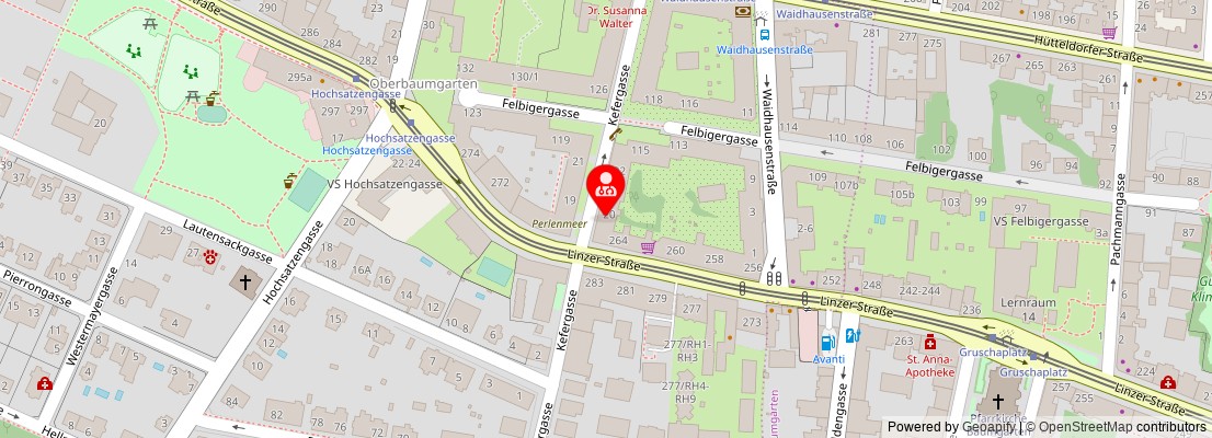 Street map section around the address