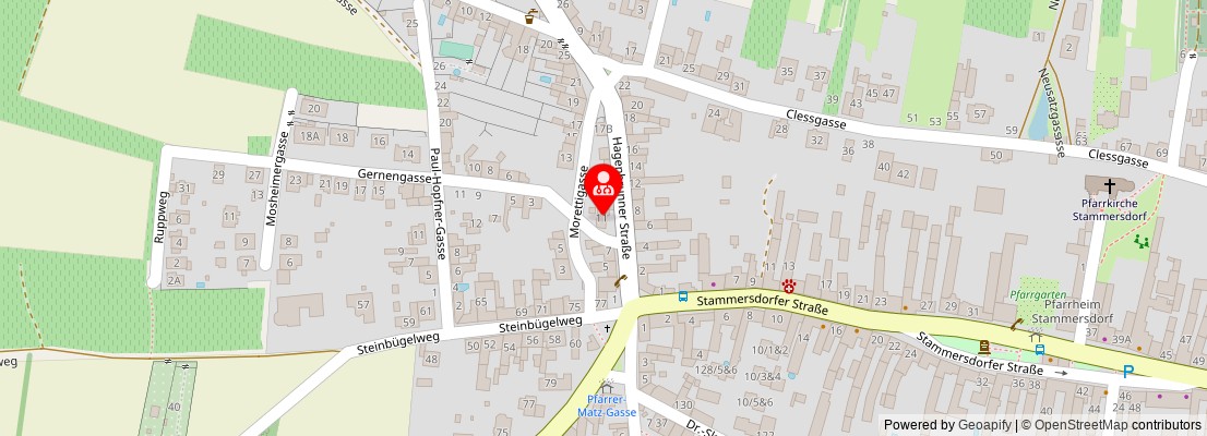 Street map section around the address