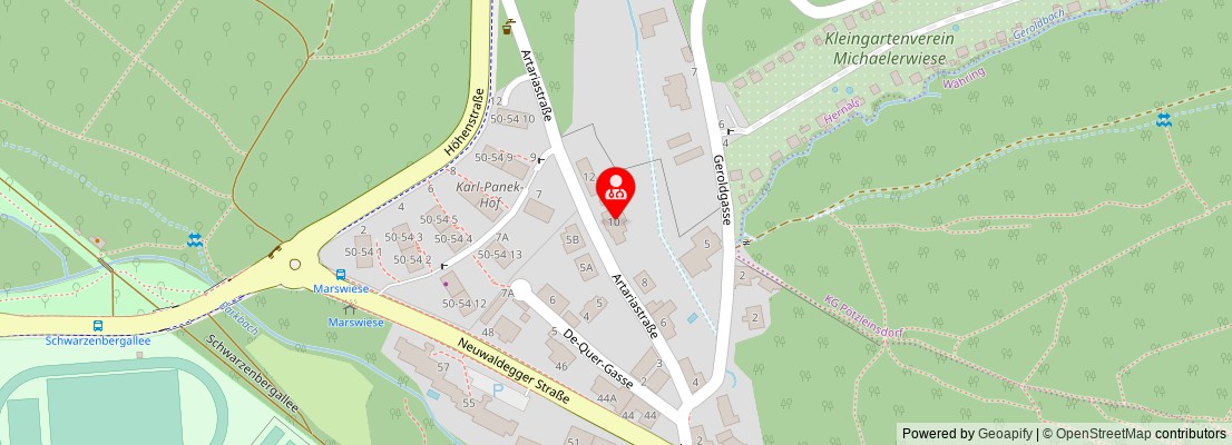 Street map section around the address