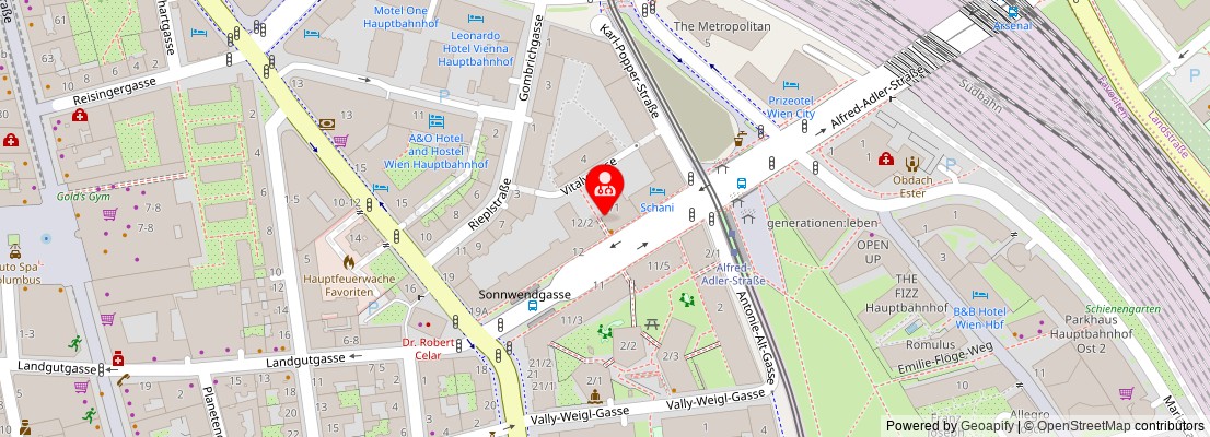 Street map section around the address