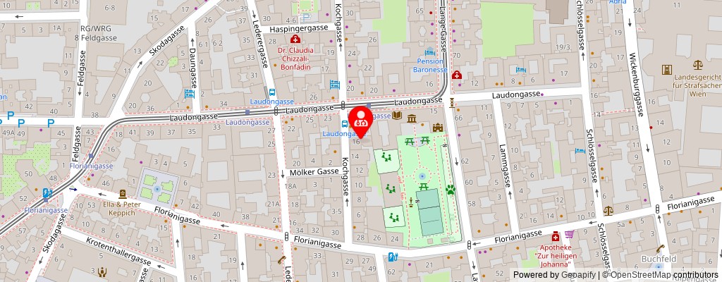 Street map section around the address