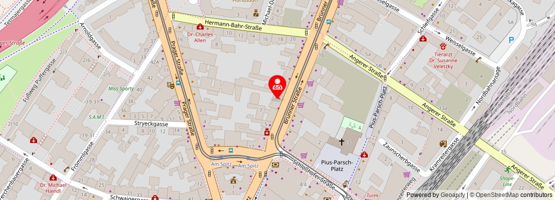 Street map section around the address