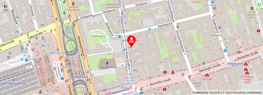 Street map section around the address