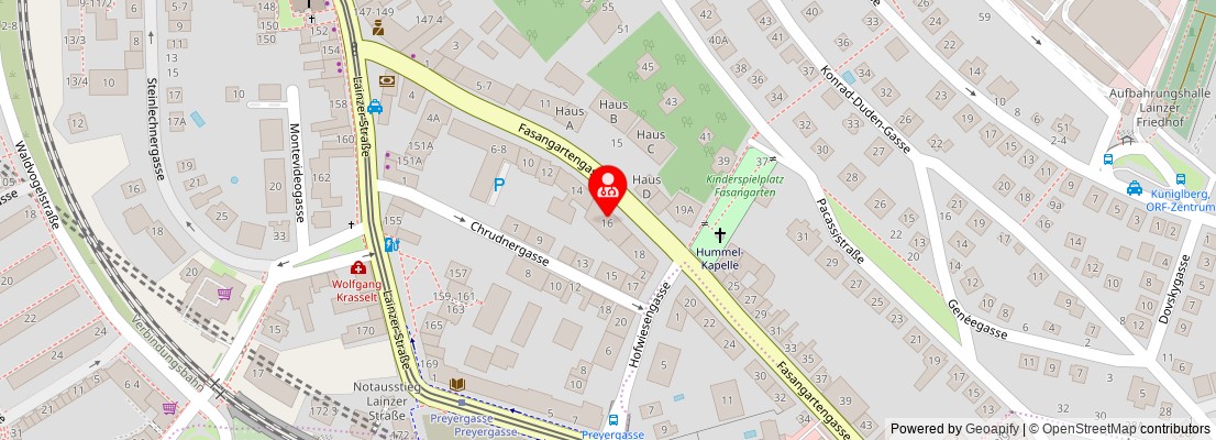 Street map section around the address