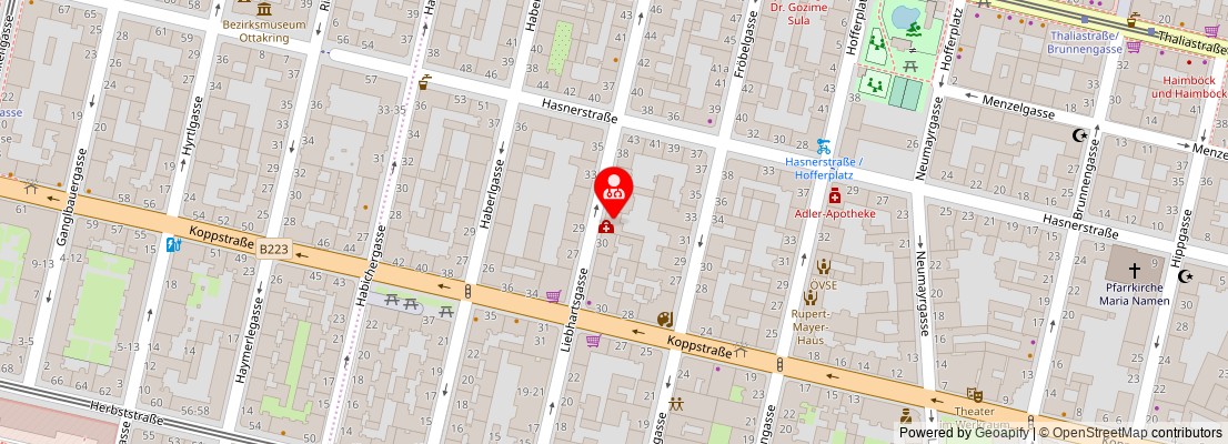 Street map section around the address