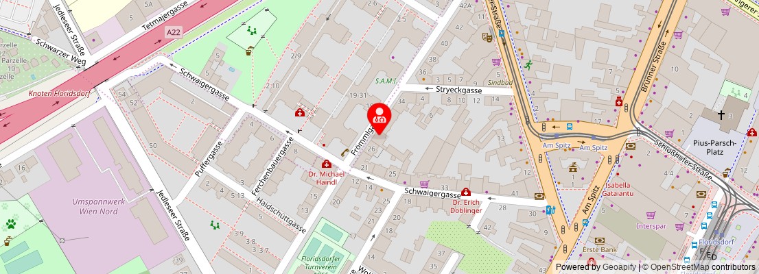 Street map section around the address