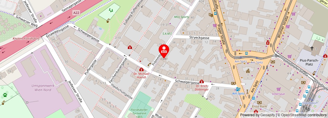 Street map section around the address