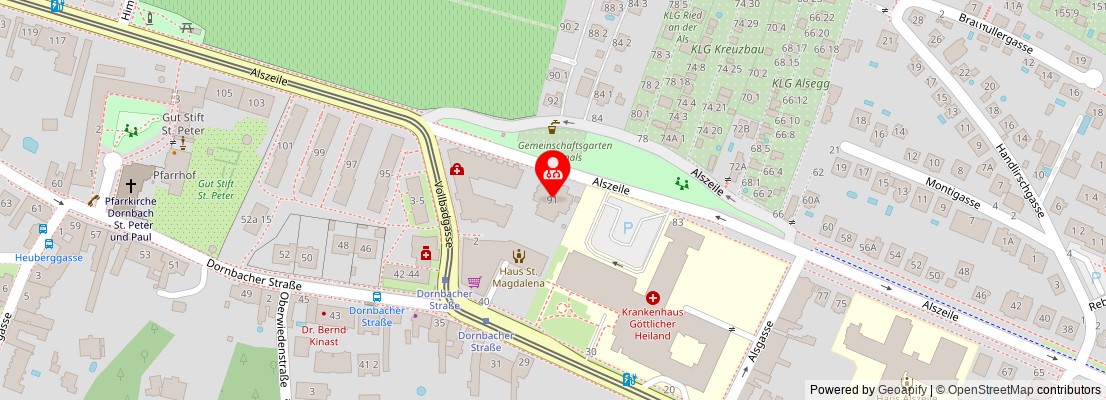 Street map section around the address