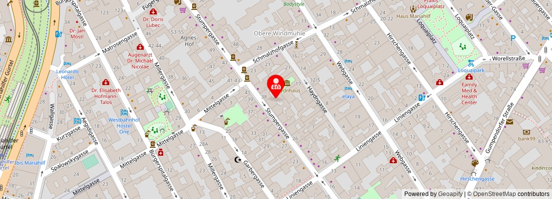 Street map section around the address