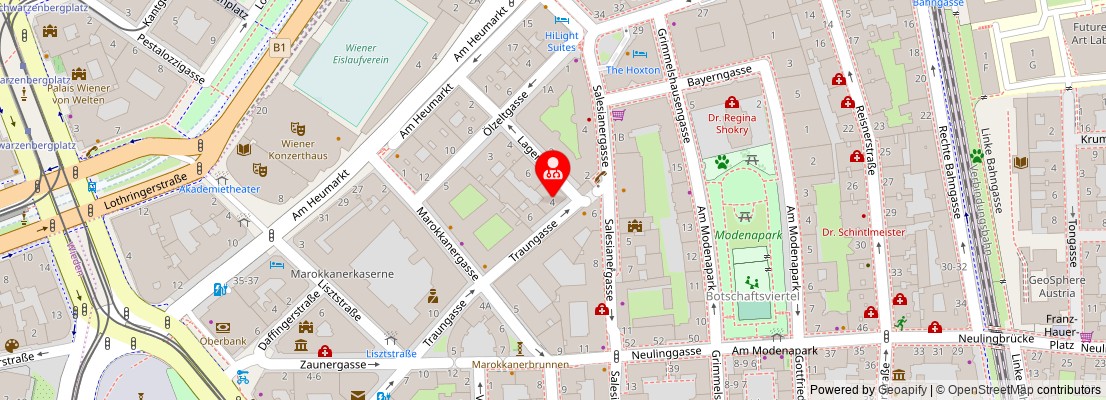 Street map section around the address