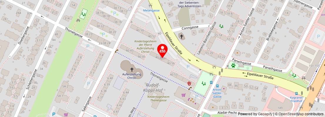 Street map section around the address