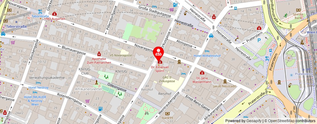 Street map section around the address