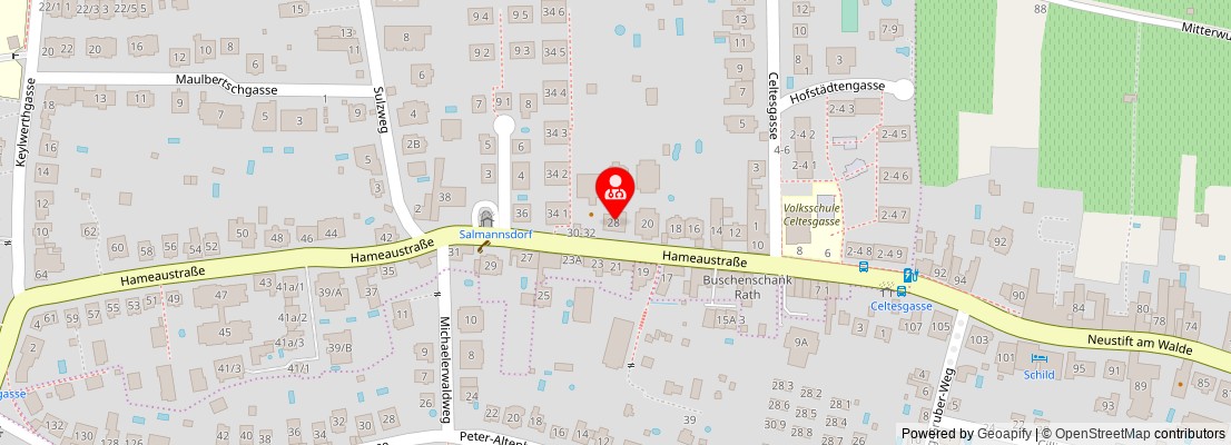 Street map section around the address