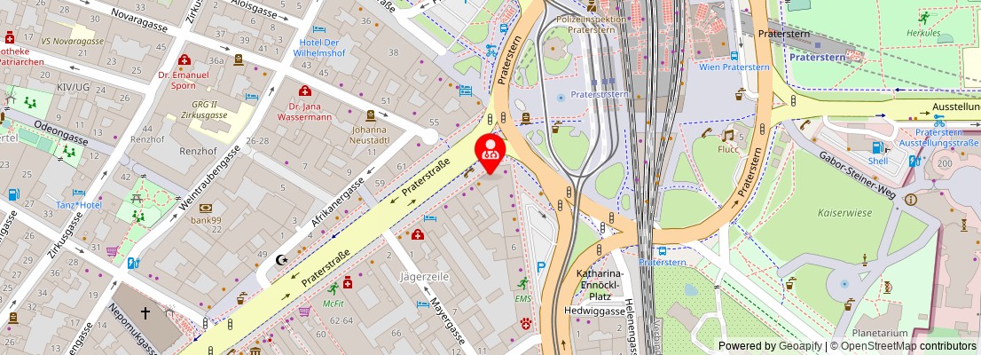 Street map section around the address