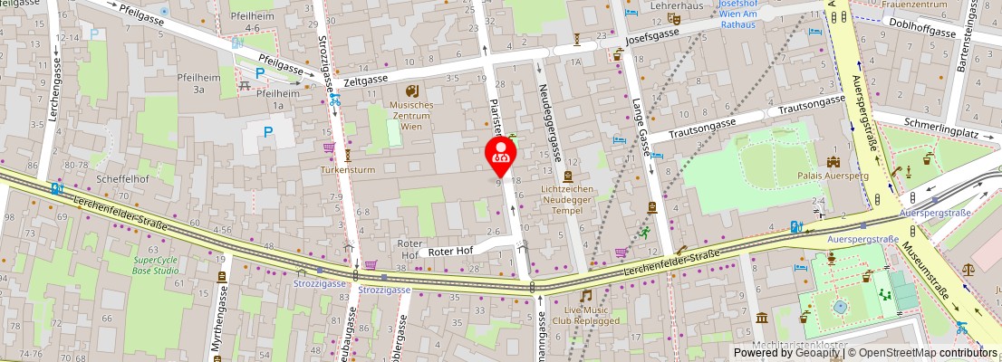 Street map section around the address