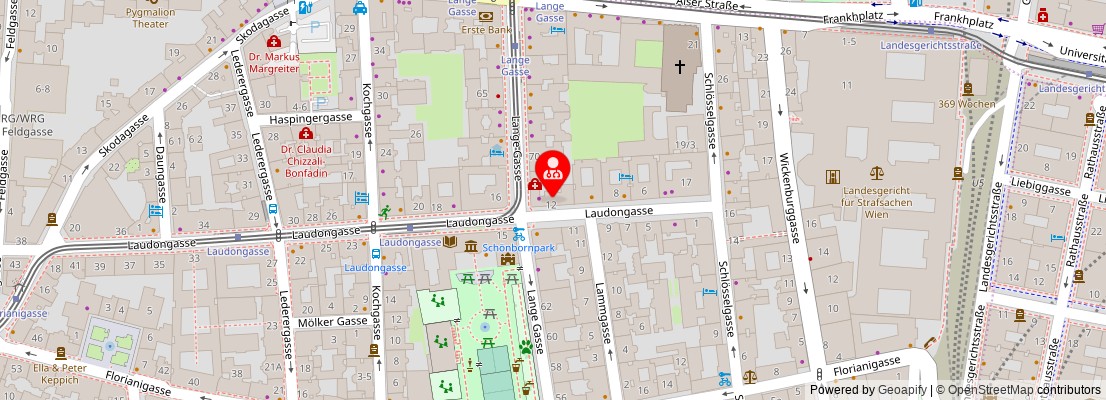 Street map section around the address