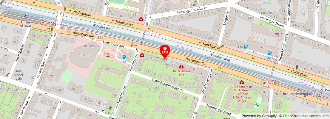 Street map section around the address