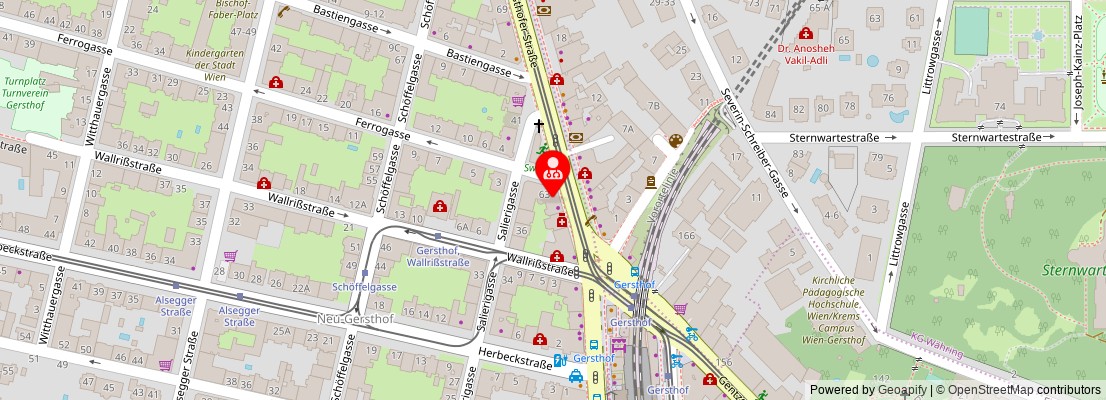 Street map section around the address