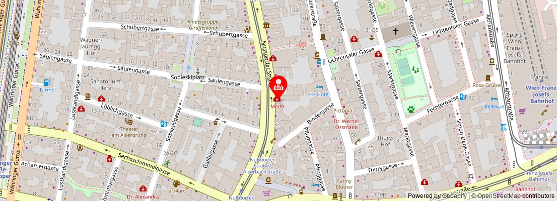 Street map section around the address