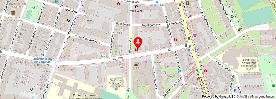 Street map section around the address