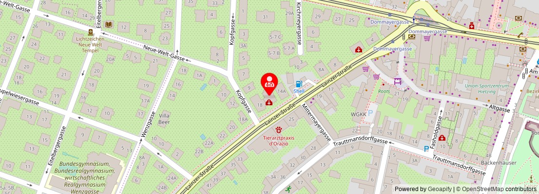 Street map section around the address