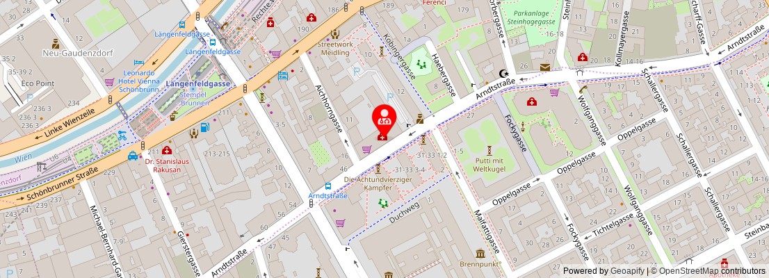 Street map section around the address
