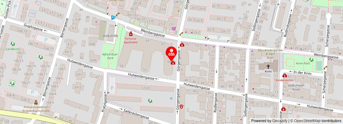 Street map section around the address
