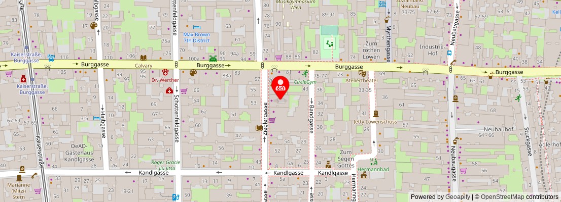 Street map section around the address