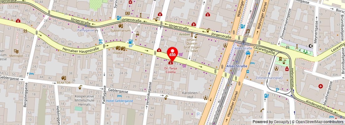 Street map section around the address