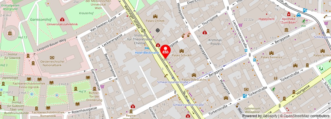 Street map section around the address