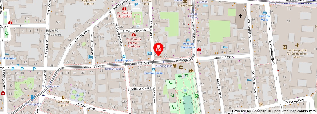 Street map section around the address