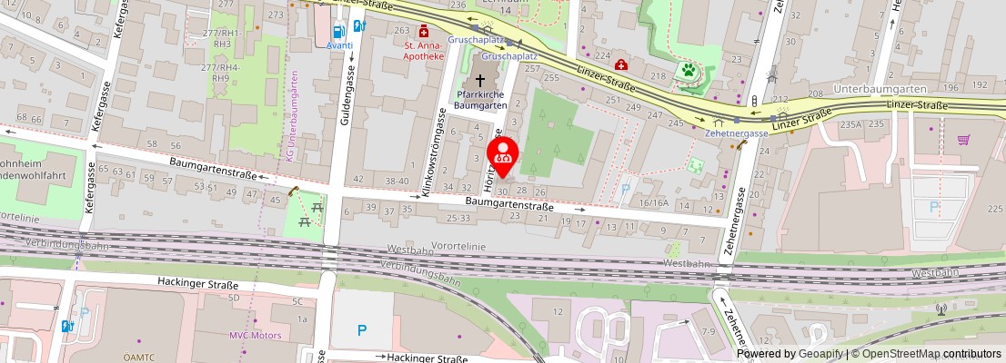 Street map section around the address