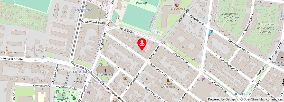 Street map section around the address