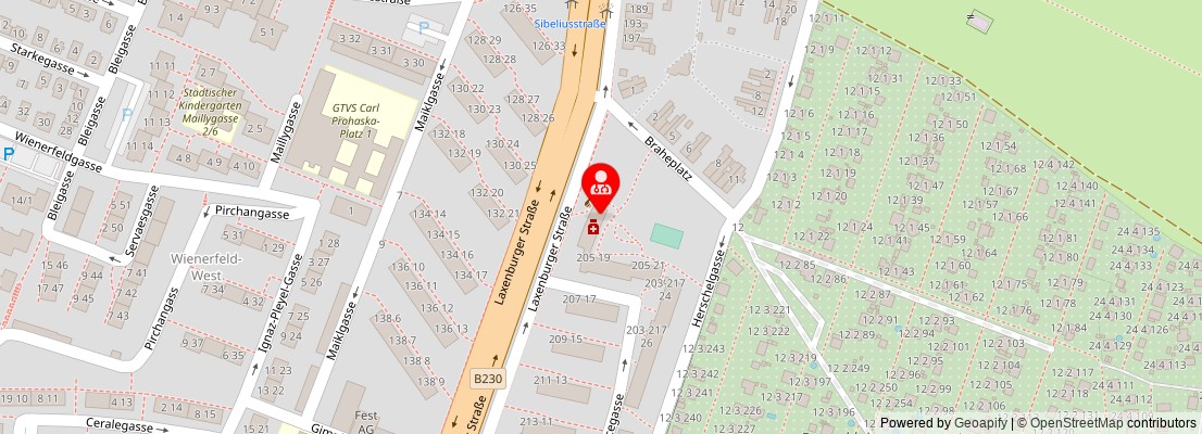 Street map section around the address