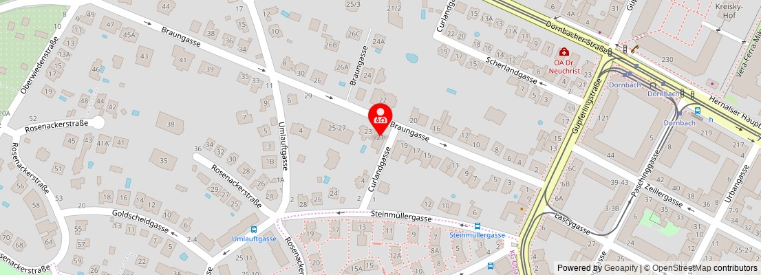 Street map section around the address