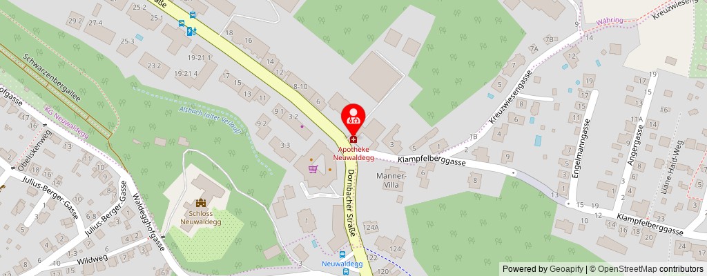 Street map section around the address