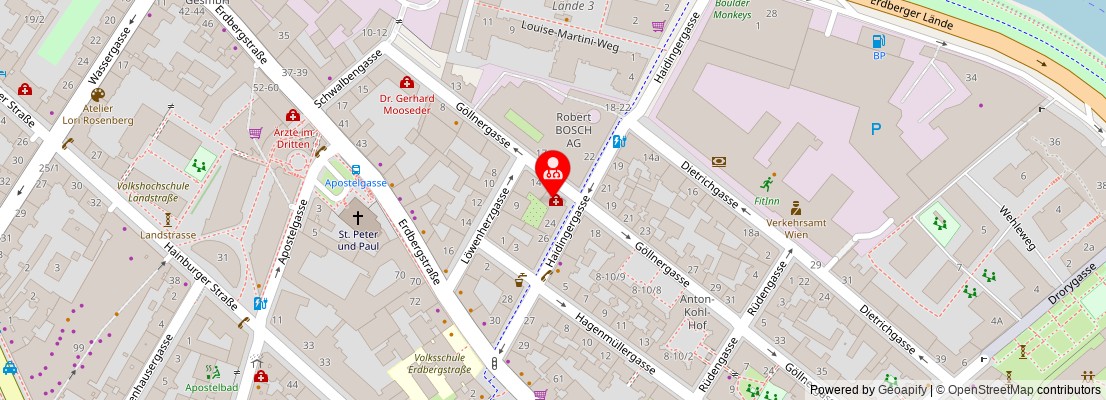 Street map section around the address