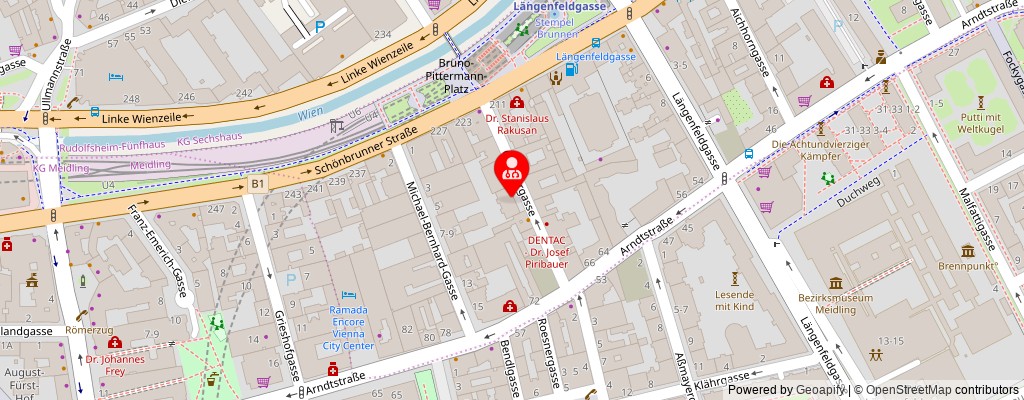 Street map section around the address