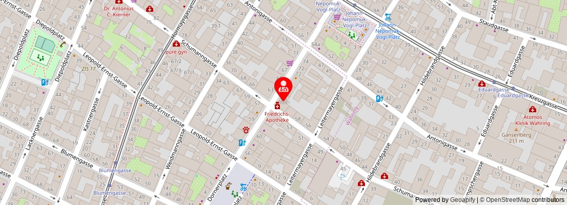 Street map section around the address