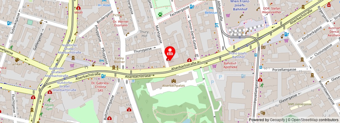 Street map section around the address
