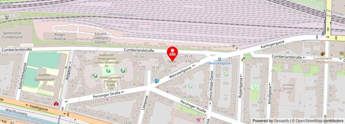 Street map section around the address