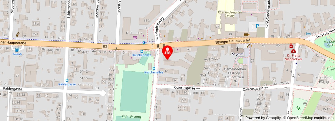 Street map section around the address